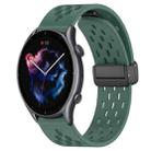 For Amazfit GTR 3 Pro 22mm Folding Magnetic Clasp Silicone Watch Band(Dark Green) - 1