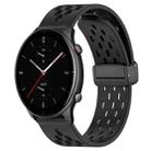 For Amazfit GTR 2e 22mm Folding Magnetic Clasp Silicone Watch Band(Black) - 1