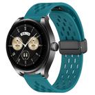 For Huawei Watch Buds 22mm Folding Magnetic Clasp Silicone Watch Band(Hidden Green) - 1
