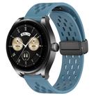 For Huawei Watch Buds 22mm Folding Magnetic Clasp Silicone Watch Band(Blue) - 1