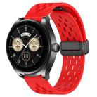 For Huawei Watch Buds 22mm Folding Magnetic Clasp Silicone Watch Band(Red) - 1