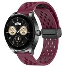 For Huawei Watch Buds 22mm Folding Magnetic Clasp Silicone Watch Band(Wine Red) - 1