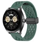 For Huawei Watch Buds 22mm Folding Magnetic Clasp Silicone Watch Band(Dark Green) - 1