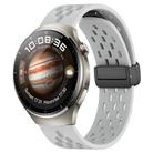 For Huawei Watch 4 Pro 22mm Folding Magnetic Clasp Silicone Watch Band(Light Grey) - 1