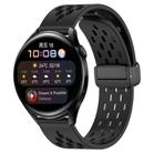 For Huawei Watch 3 22mm Folding Magnetic Clasp Silicone Watch Band(Black) - 1