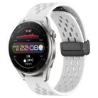 For Huawei Watch 3 Pro 22mm Folding Magnetic Clasp Silicone Watch Band(White) - 1