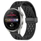 For Huawei Watch 3 Pro 22mm Folding Magnetic Clasp Silicone Watch Band(Black) - 1