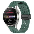 For Huawei Watch 3 Pro 22mm Folding Magnetic Clasp Silicone Watch Band(Dark Green) - 1