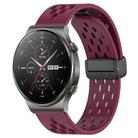 For Huawei GT2 Pro 22mm Folding Magnetic Clasp Silicone Watch Band(Wine Red) - 1