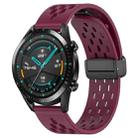 For Huawei GT2 46mm 22mm Folding Magnetic Clasp Silicone Watch Band(Wine Red) - 1