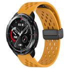 For Honor Watch GS Pro 22mm Folding Magnetic Clasp Silicone Watch Band(Yellow) - 1