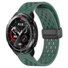 For Honor Watch GS Pro 22mm Folding Magnetic Clasp Silicone Watch Band(Dark Green) - 1