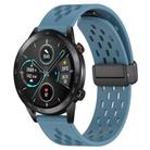 For Honor Magic Watch 2 46mm 22mm Folding Magnetic Clasp Silicone Watch Band(Blue) - 1