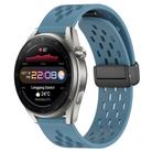 For Huawei Watch 3 Pro New 22mm Folding Magnetic Clasp Silicone Watch Band(Blue) - 1