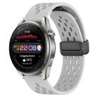 For Huawei Watch 3 Pro New 22mm Folding Magnetic Clasp Silicone Watch Band(Light Grey) - 1