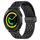 For Samsung Galaxy Gear Sport 20mm Folding Magnetic Clasp Silicone Watch Band(Black) - 1