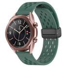 For Samsung Galaxy Watch3 41mm 20mm Folding Magnetic Clasp Silicone Watch Band(Dark Green) - 1