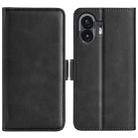 For Nothing Phone 2 Dual-side Magnetic Buckle Horizontal Flip Leather Phone Case(Black) - 1
