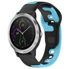 For Garmin Vivoactive 3 20mm Double Color Silicone Watch Band(Black+Blue) - 1