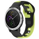 For Garmin Vivoactive 3 20mm Double Color Silicone Watch Band(Black+Green) - 1