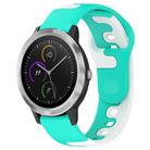 For Garmin Vivoactive 3 20mm Double Color Silicone Watch Band(Cyan+White) - 1