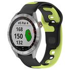 For Garmin Approach S40 20mm Double Color Silicone Watch Band(Black+Green) - 1
