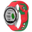 For Garmin Approach S40 20mm Double Color Silicone Watch Band(Red+Green) - 1