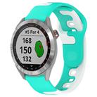 For Garmin Approach S40 20mm Double Color Silicone Watch Band(Cyan+White) - 1
