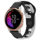 For Garmin Venu 20mm Double Color Silicone Watch Band(Black+Grey) - 1