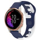 For Garmin Venu 20mm Double Color Silicone Watch Band(Blue+White) - 1