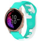 For Garmin Venu 20mm Double Color Silicone Watch Band(Cyan+White) - 1