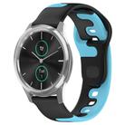 For Garmin VivoMove Luxe 20mm Double Color Silicone Watch Band(Black+Blue) - 1