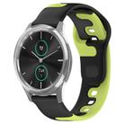 For Garmin VivoMove Luxe 20mm Double Color Silicone Watch Band(Black+Green) - 1