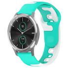 For Garmin VivoMove Luxe 20mm Double Color Silicone Watch Band(Cyan+White) - 1