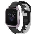 For Garmin Forerunner Sq2 Music 20mm Double Color Silicone Watch Band(Black+Grey) - 1