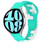For Samsung Galaxy Watch 6 44mm 20mm Double Color Silicone Watch Band(Cyan+White) - 1