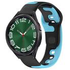 For Samsung Galaxy Watch 6 Classic 47mm 20mm Double Color Silicone Watch Band(Black+Blue) - 1