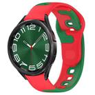 For Samsung Galaxy Watch 6 Classic 47mm 20mm Double Color Silicone Watch Band(Red+Green) - 1