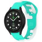 For Samsung Galaxy watch 5 Golf Edition 20mm Double Color Silicone Watch Band(Cyan+White) - 1