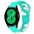 For Samsung Galaxy Watch 4 44mm 20mm Double Color Silicone Watch Band(Cyan+White) - 1