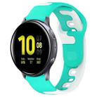 For Samsung Galaxy Watch Active 2 44mm 20mm Double Color Silicone Watch Band(Cyan+White) - 1