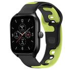 For Amazfit GTS 4 20mm Double Color Silicone Watch Band(Black+Green) - 1