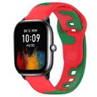 For Amazfit GTS 4 Mini 20mm Double Color Silicone Watch Band(Red+Green) - 1