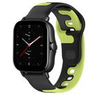 For Amazfit GTS 2E 20mm Double Color Silicone Watch Band(Black+Green) - 1