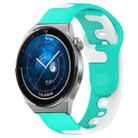 For Huawei Watch GT3 Pro 43mm 20mm Double Color Silicone Watch Band(Cyan+White) - 1