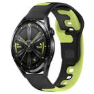 For Huawei Watch GT3 42mm 20mm Double Color Silicone Watch Band(Black+Green) - 1