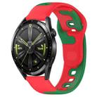 For Huawei Watch GT3 42mm 20mm Double Color Silicone Watch Band(Red+Green) - 1