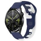 For Huawei Watch GT3 42mm 20mm Double Color Silicone Watch Band(Blue+White) - 1