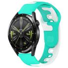 For Huawei Watch GT3 42mm 20mm Double Color Silicone Watch Band(Cyan+White) - 1