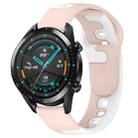 For Huawei Watch GT2 42mm 20mm Double Color Silicone Watch Band(Pink+White) - 1